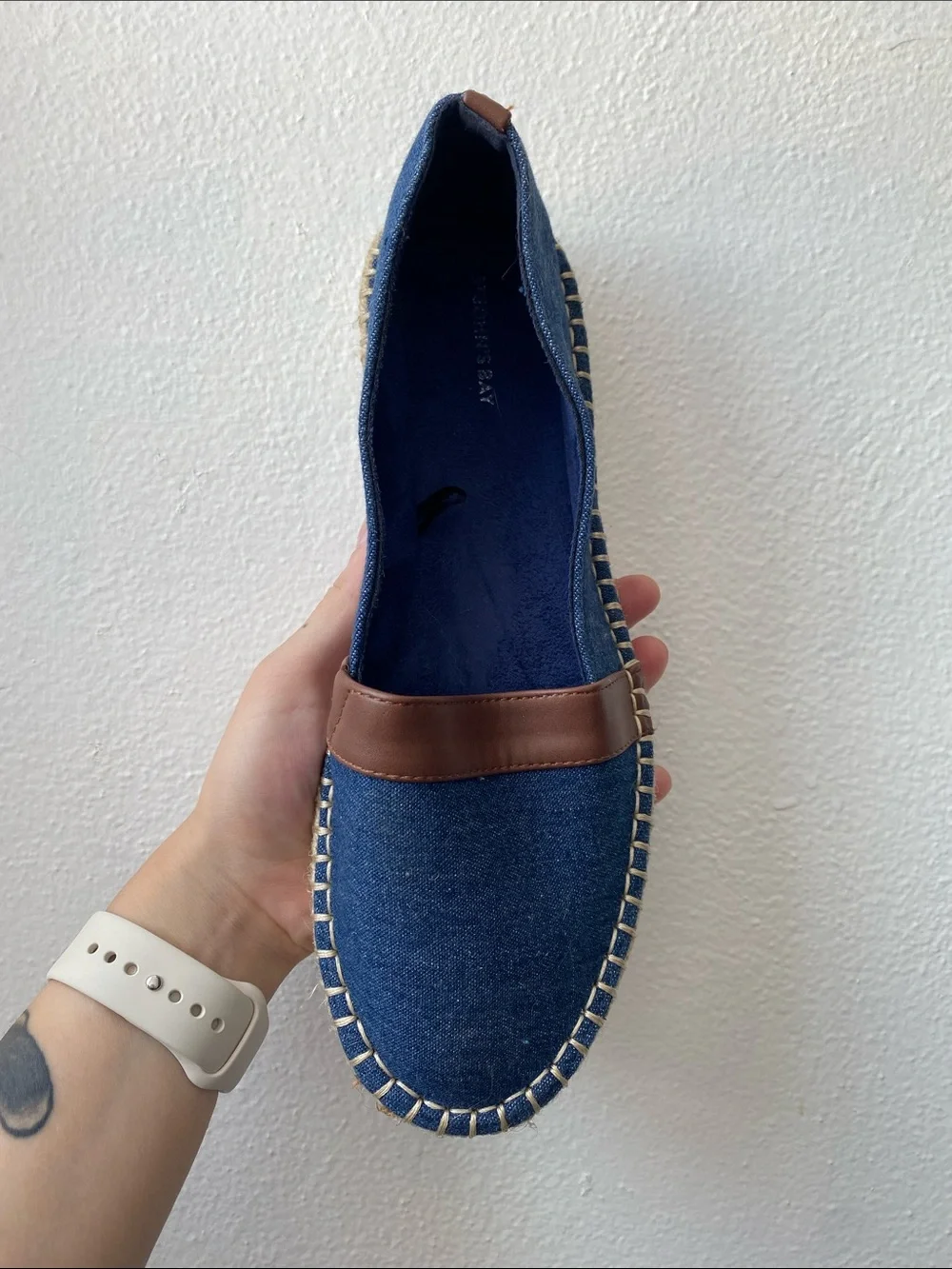 St. John's Bay Blue Denim Espadrilles with Brown Accent